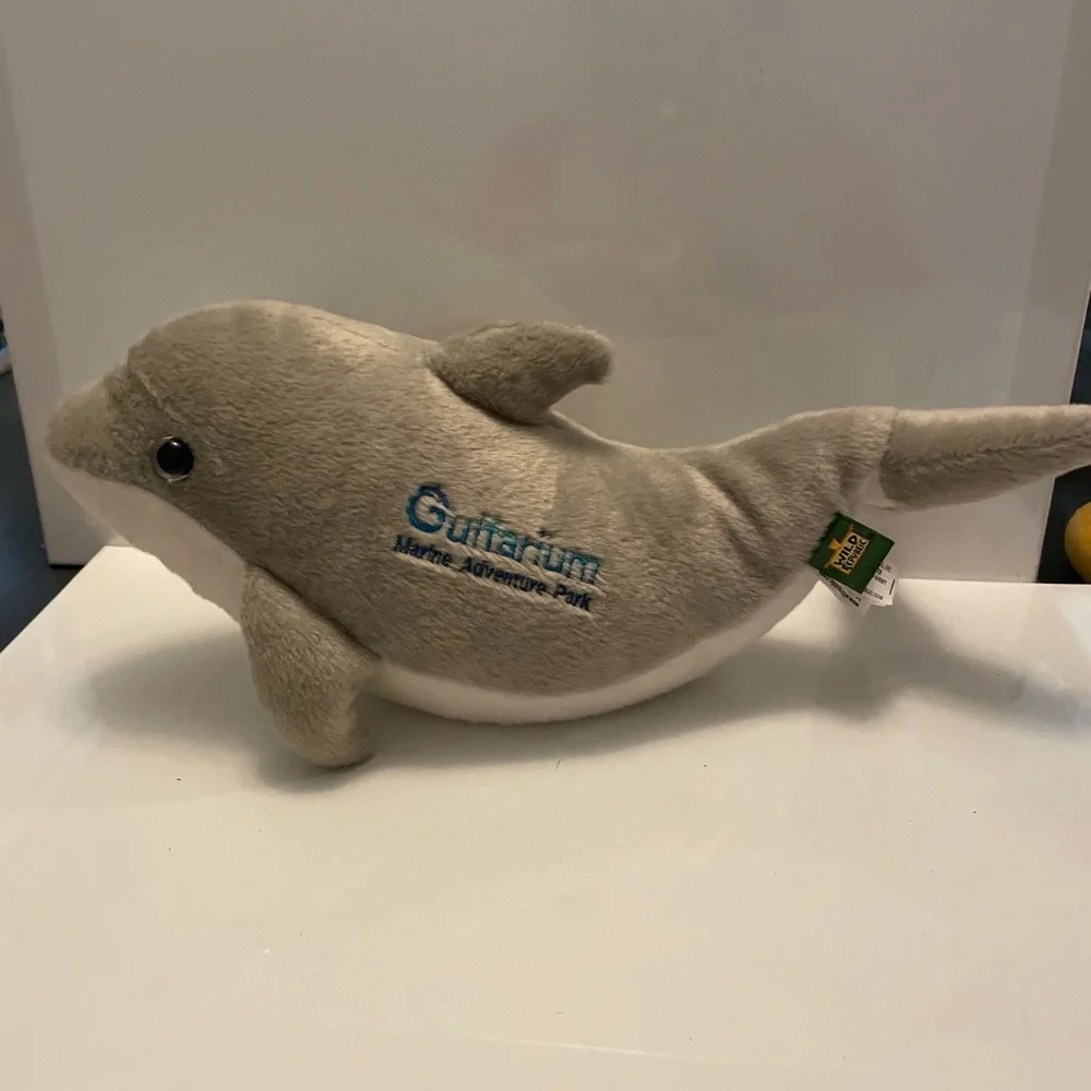 Gulfarium Plush Gray Dolphin Stuffed Animal Toy EUC